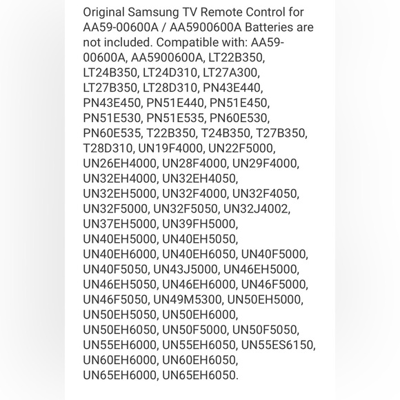 Genuine Samsung AA59-00600A Remote Control Black TV Remote Good Condition - Picture 4 of 4